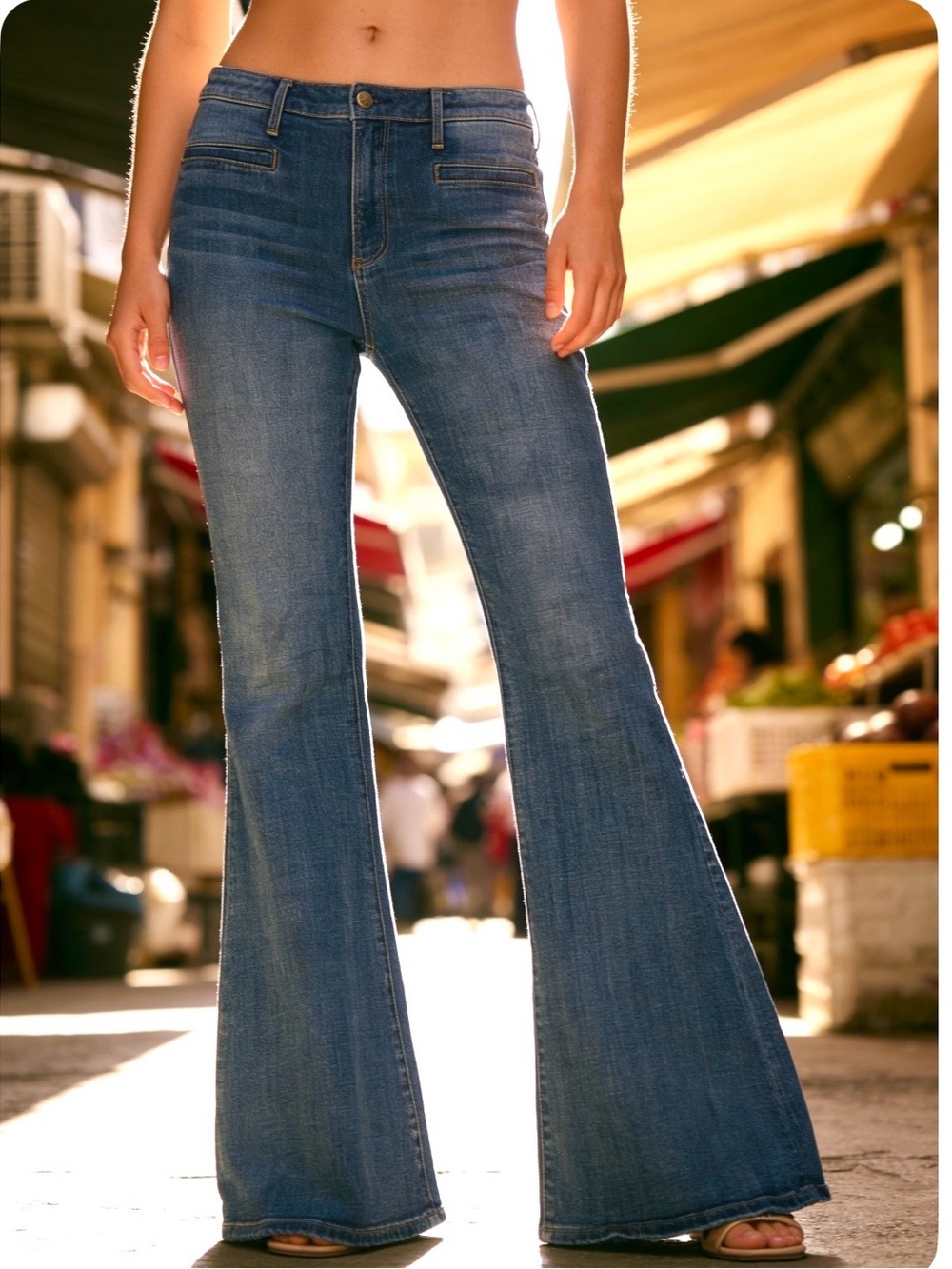 Driftwood Farrah Flare Retro Blue Jeans
